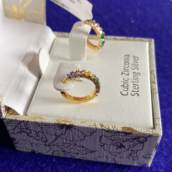 Rachel Ashwell Cubic Zirconia 925 Sterling Silver Hoop Earrings - Picture 3 of 7